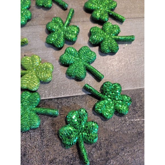 St patricks day glitter mini clover set decor green - Picture 3 of 5